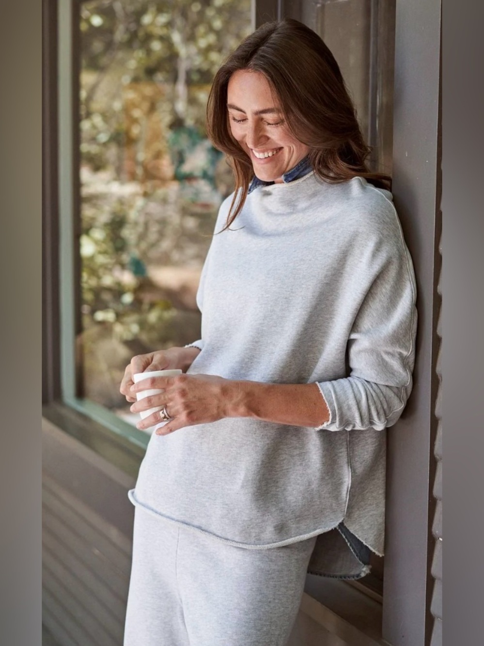 100% Cotton Frank & Eileen Heather Gray Boxy Pullover Sweatshirt